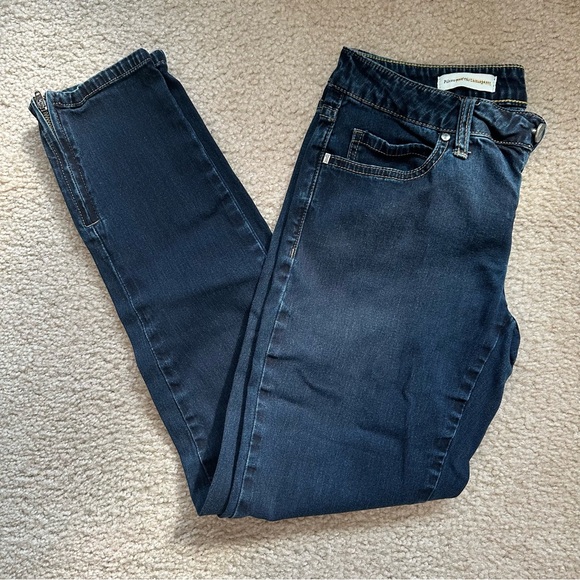 Anthropologie Pilcro Stet Slim Navy Blue Ankle Jeans with Zippers - Picture 1 of 6
